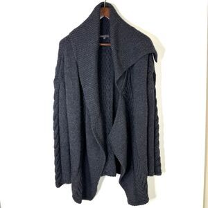 Vince Alpaca Wool Blend Open Front Cardigan Gray Sweater Large Asymmetrical
